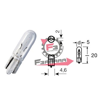 LAMPADA 12V 1,2W TUTTO VETRO T5
