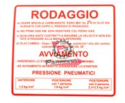 ETICHETTA RODAGGIO VESPA 50 ROSSA